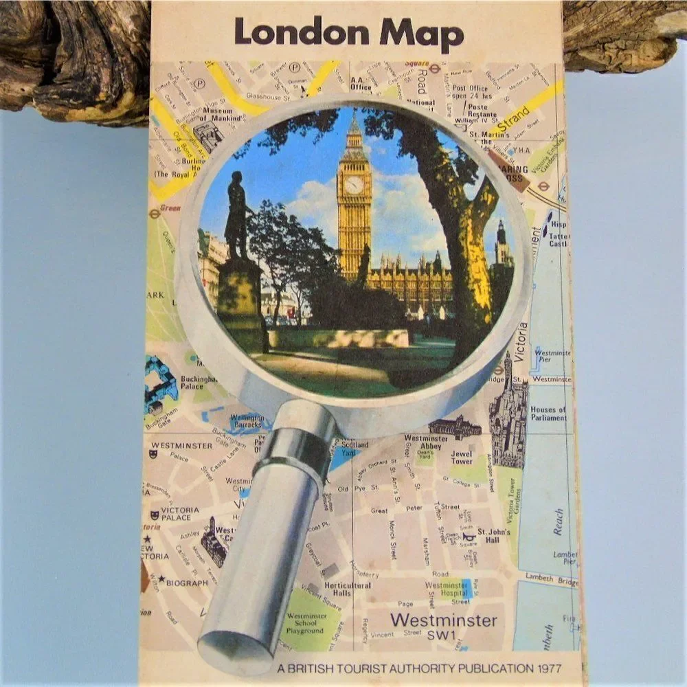 Fold Out London Map Vintage 1977 British Tourist Authority Publication